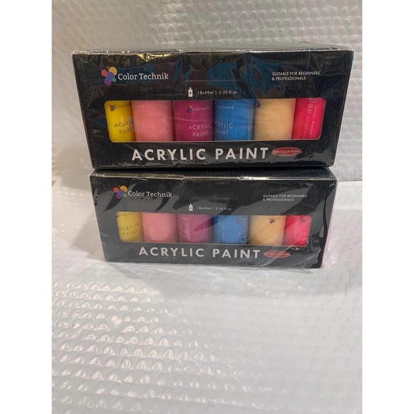 Lot of 2 Color Technik Acrylic Paint 18x 59ml Sealed - Picture 1 of 2